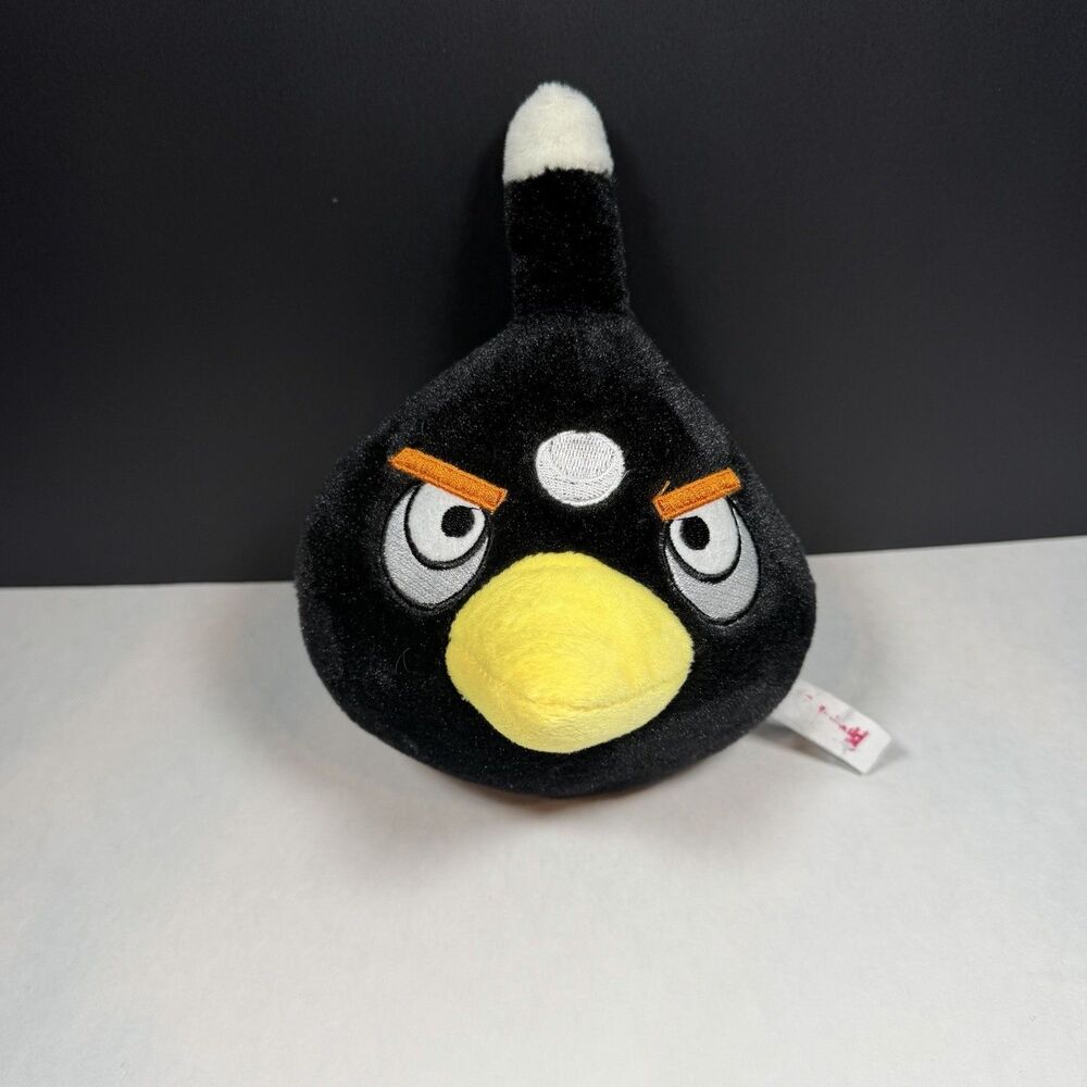 Angry Birds 5.5" White Dot Bomb Bird Plush NO SOUND Stuffed Commonwealth Rovio